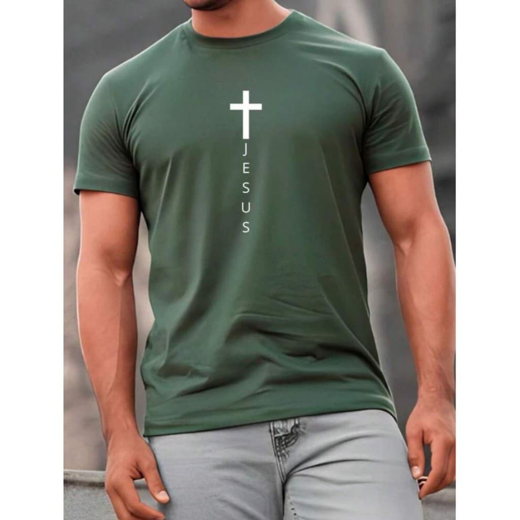 Camiseta Jesus Cristo Cruz Evangélica Cristã Camisa Religiosa 100% Algodão Malha 30.1 Unissex Premium Casual