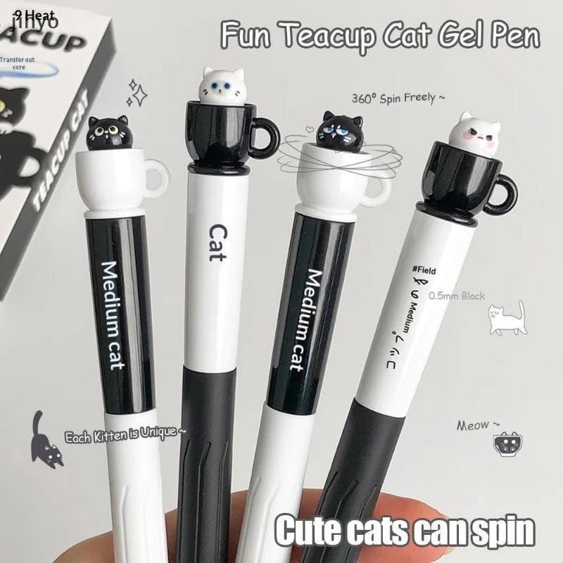[jihyo] Canetas Fofas De Gel Para Gatos Teacup : De Animais Qui-Secos De 0.5 Mm Escola E Escritório