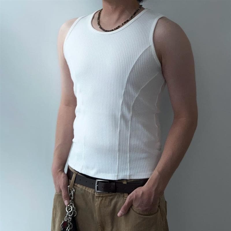 Slim-fit verão esportes colete rosqueado magro correndo estiramento camiseta treinamento costura Fitness colete masculin