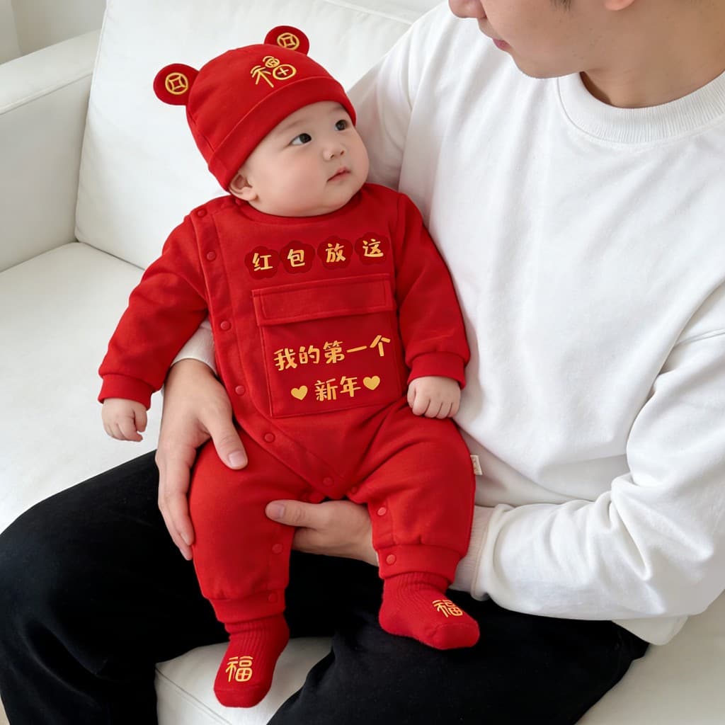 Ano novo do cavalo bebê recém-nascido ano novo roupas festivas classe a puro algodão masculino feminino bebê roupas de a