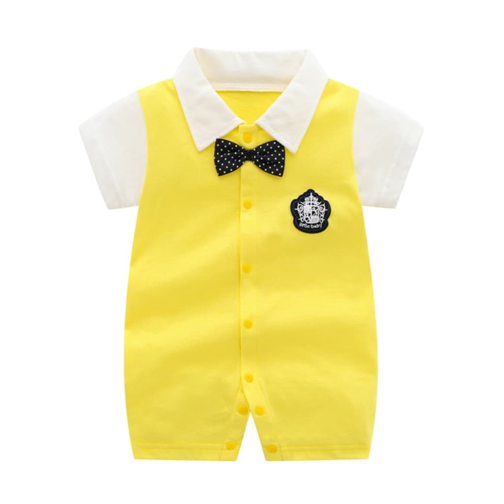 Menino bebê roupas de verão manga curta cem dias mês inteiro um ano de idade macacão gravata borboleta passeio bebê vest