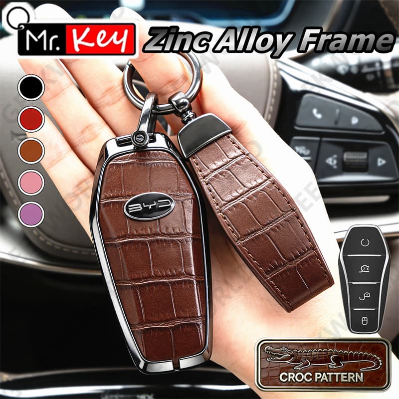 [Mr.Key] Capa De Chave Com Padrão De Crocodilo Para BYD Atto 1 Seagull M6 Song MAX EV Sealion 7 3 Dolphin Seal Shark 6 M