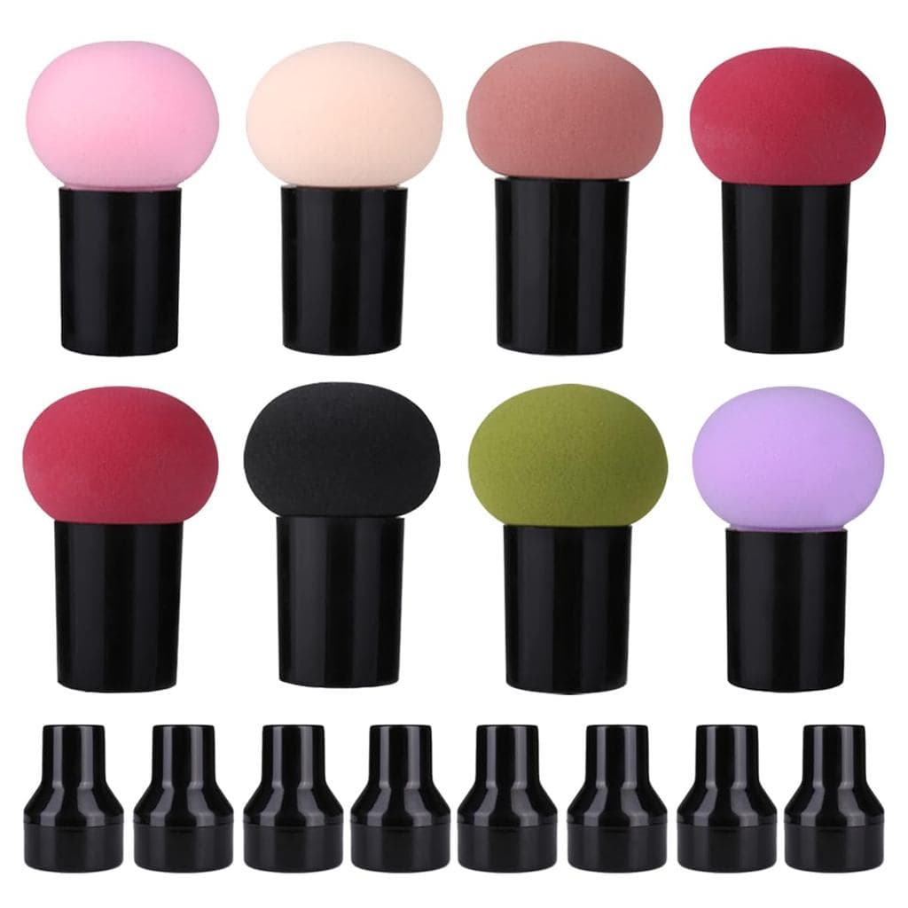 8 Esponjas de Maquiagem em Forma de Cogumelo com Cabo, Kit de Esponjas de Maquiagem, Ferramenta de Beleza para Maquiagem