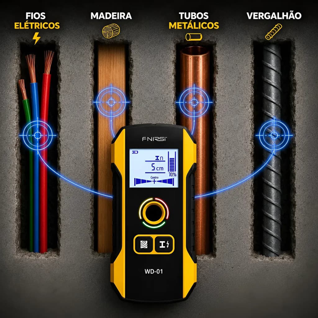 Detector Scanner De Parede Digital Fios Elétricos Madeira Metal Cano PVC Display LCD Profissional