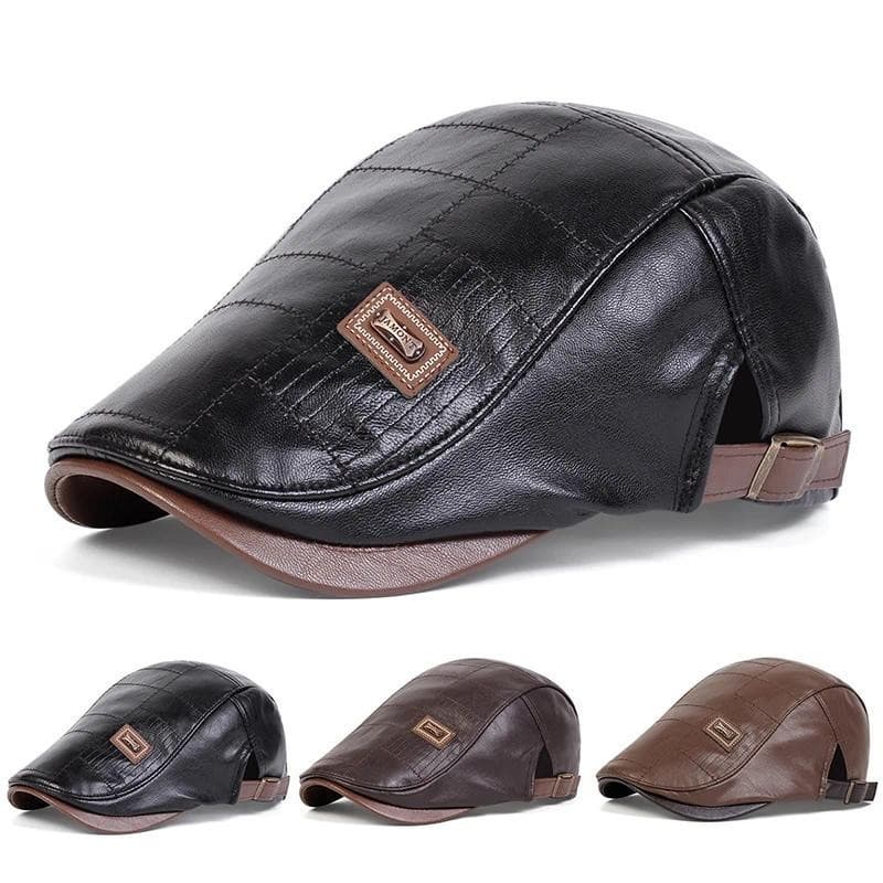 Homens Retro Couro Do Plutônio Newsboy Bonés JAMONT Rotulagem Pintores Britânicos Chapéus Primavera Outono Lado Ajustáve