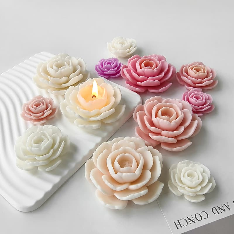 🔥 molde de silicone 🔥 VENDA QUENTE Presente DIY molde de silicone floral 3D​ Camélia Aromaterapia Vela Molde De silico