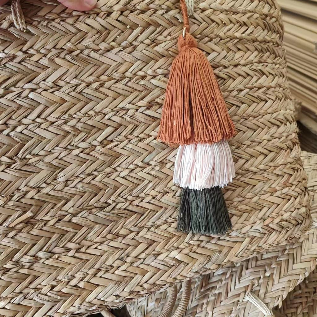 Super grosso saco feminino grande borla três camadas cor quente saco de palha pingente acessórios diy grosso grande puro