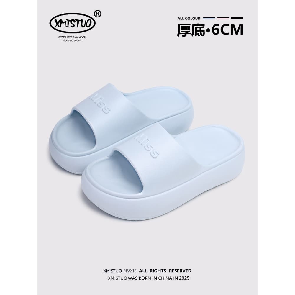 6.0CM chinelos de sola grossa feminino verão exterior Wear 2025 novo estilo moda antiderrapante plataforma salto beira-m