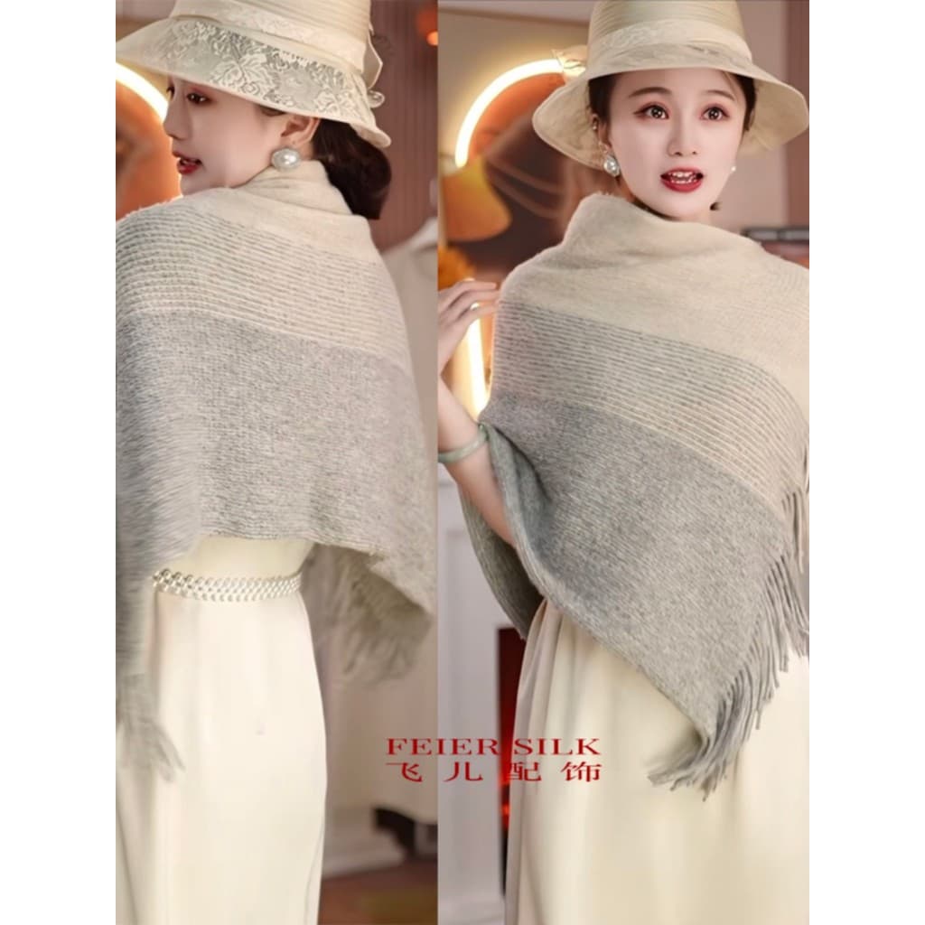 Outono inverno novo estilo All-Match malha borla cor sólida xale exterior Cardigan temperamento elegante