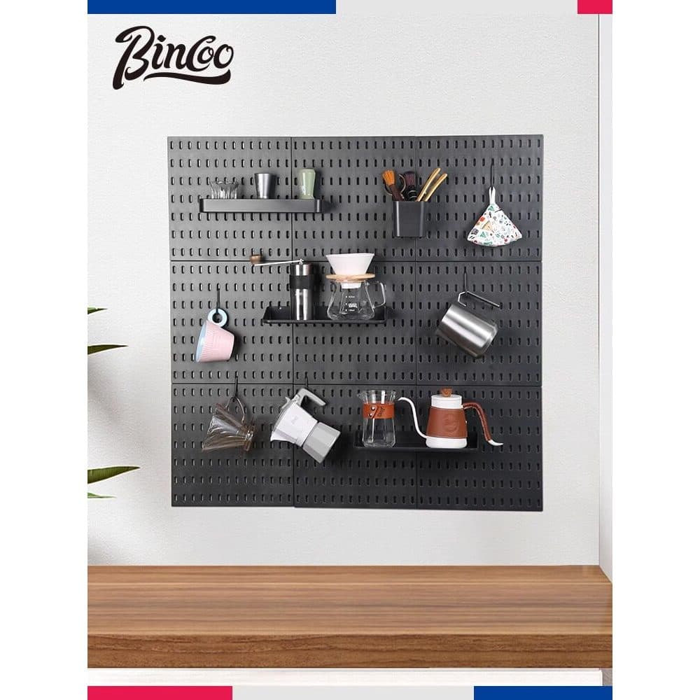 Bincoo conjunto de prateleira para armazenamento de café, placa de suspensão de parede sem perfuração, suporte de exibiç