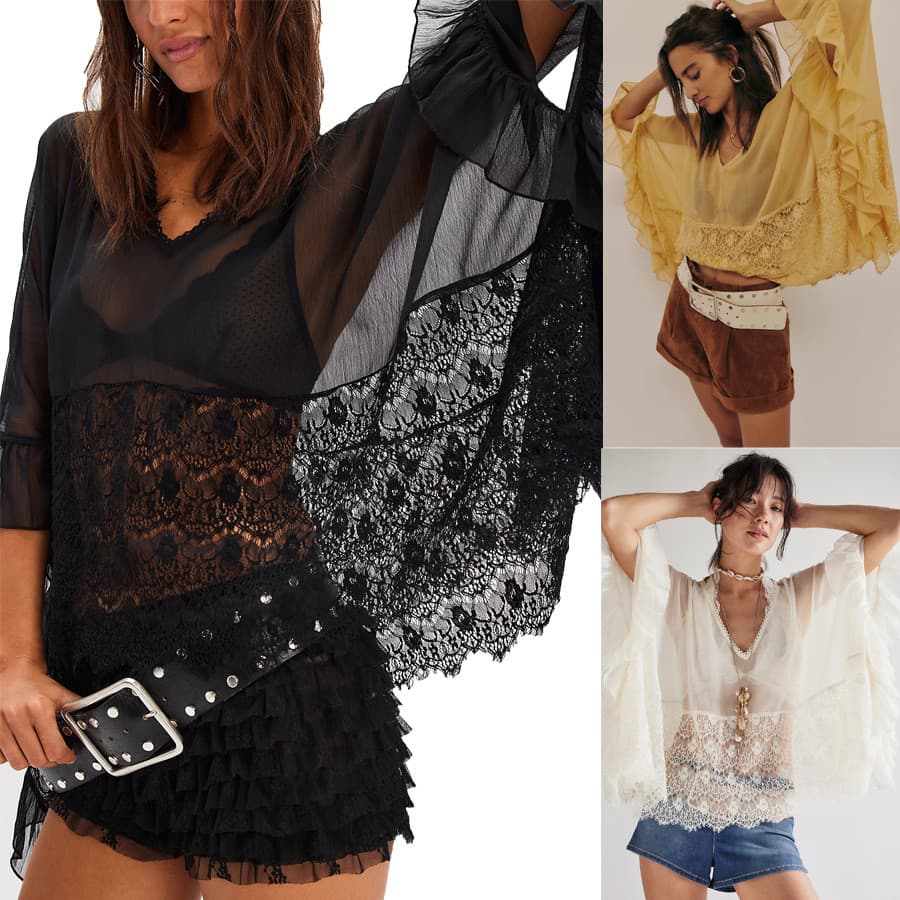 Nova Camisa de Praia Feminina de Verão/Primavera em Malha com Mangas Largas, Solta, com Detalhes em Renda.