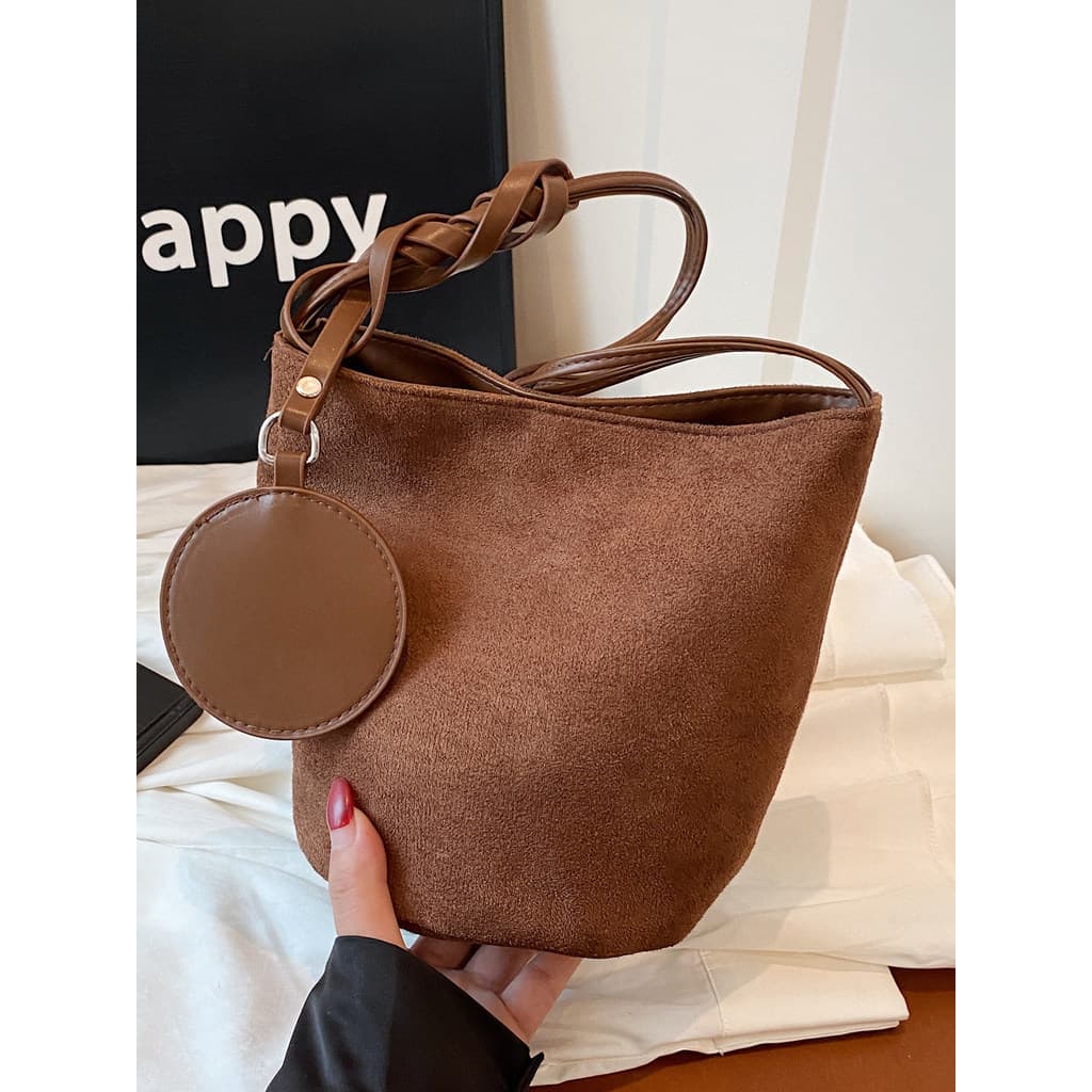 bolsa feminina Bolsa Outono novo Retro camurça balde saco textura feminina All-Match Commuter ombro axila saco Outing di