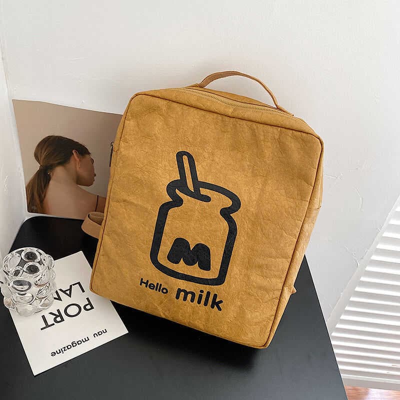Saco de boa aparência nicho japonês único simples papel Kraft mochila estudante universitário saco de escola suplementar