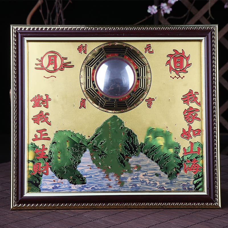 Cobre puro Shanhaizhen pingente de madeira pêssego fofoca espelho convexo ornamentos casa ao ar livre varanda janela ent