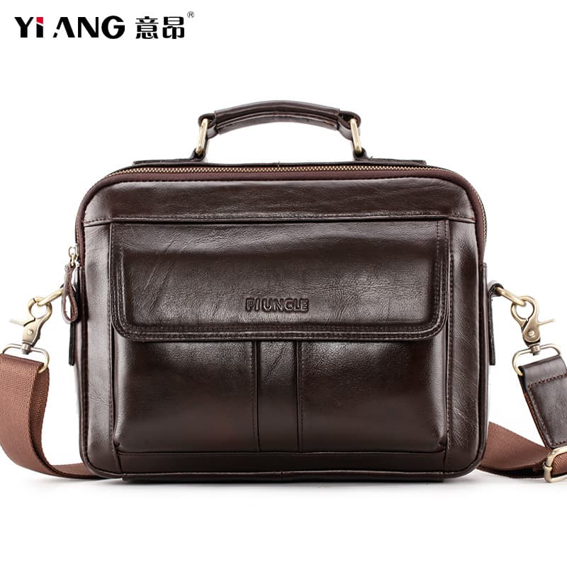 Bolsa mensageiro de ombro masculina de couro genuíno genuíno viagem de negócios primeira camada bolsa multifuncional Hor
