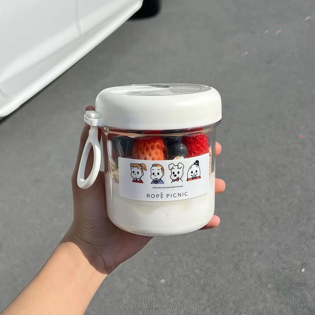 Copo de salada portátil Takeaway copo de aveia com tampa com colher selada copo de café da manhã iogurte aveia pode copo