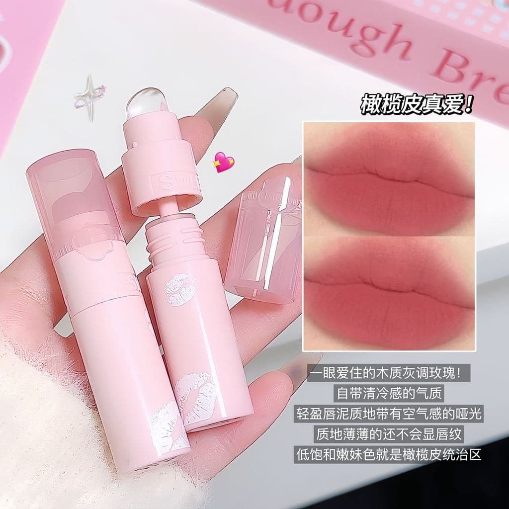Doce hortelã lábio lama fosco macio névoa Blush lábio lama bochecha dupla utilização lama não é fácil de colar copo Natu