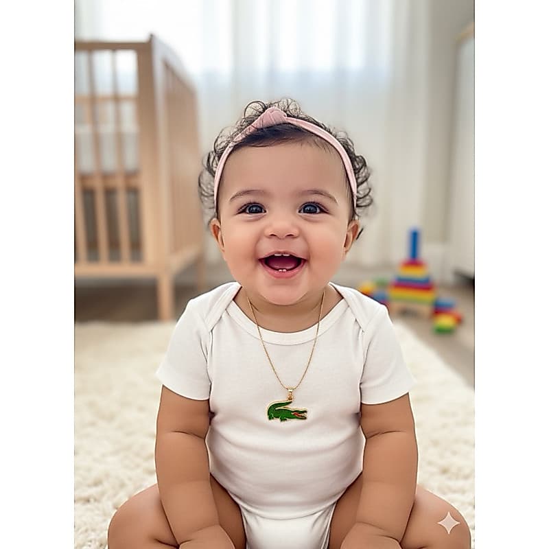 corrente bebê baby big crocodilo aço inox folheado a ouro 18k