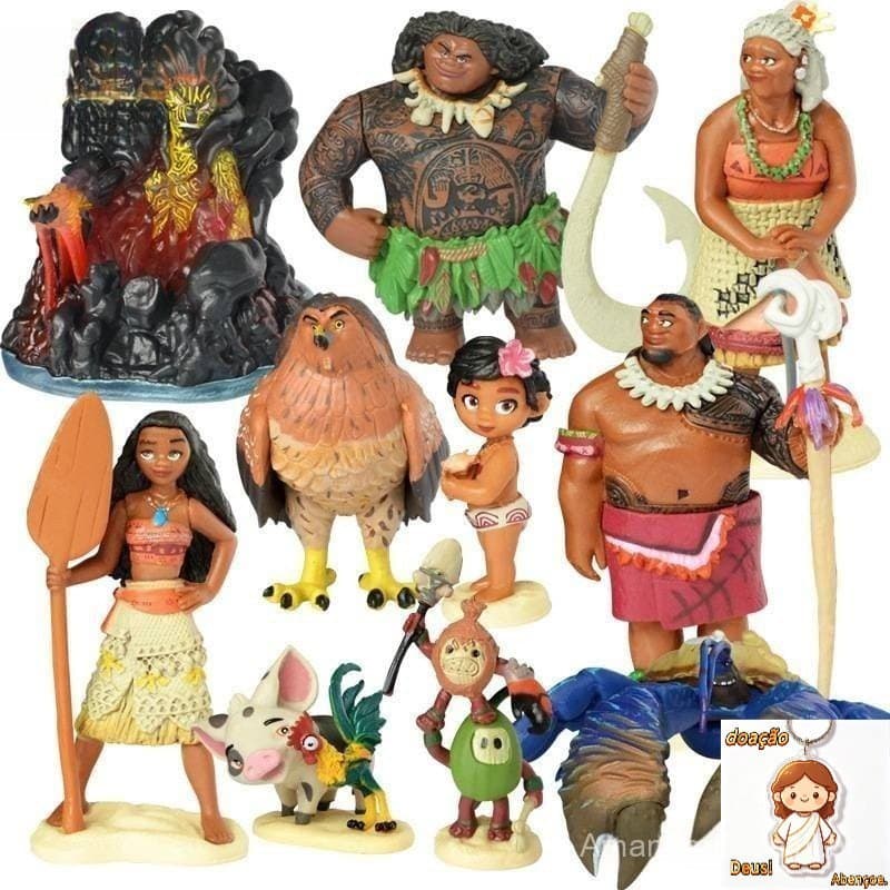 Boneco de Ação da Princesa Moana, Duas Lendas dos Cartoons, Vão para Maui, Chefe Tui, Talala, Heihei, Puaka, Brinquedo d