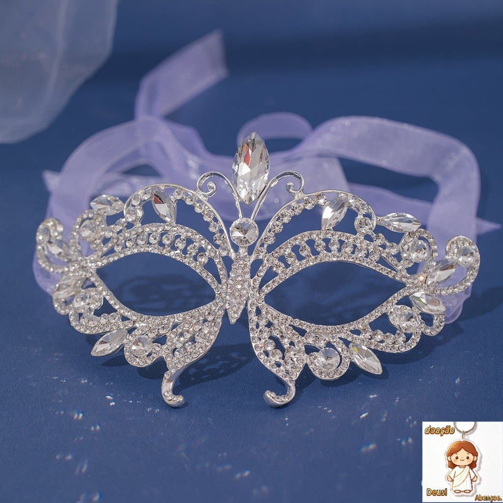 Máscara De Máscaras De Cristal Feminina Strass Fantasia Festa À Noite Para Performance De Palco Bola Escolar