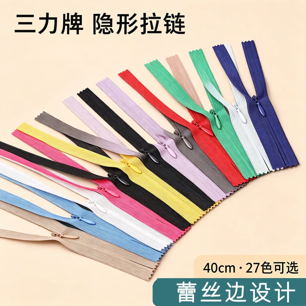 Zíper Invisível de Nylon Colorido No. 3, Acessórios de Costura para Roupas, Almofadas, Calças S63C