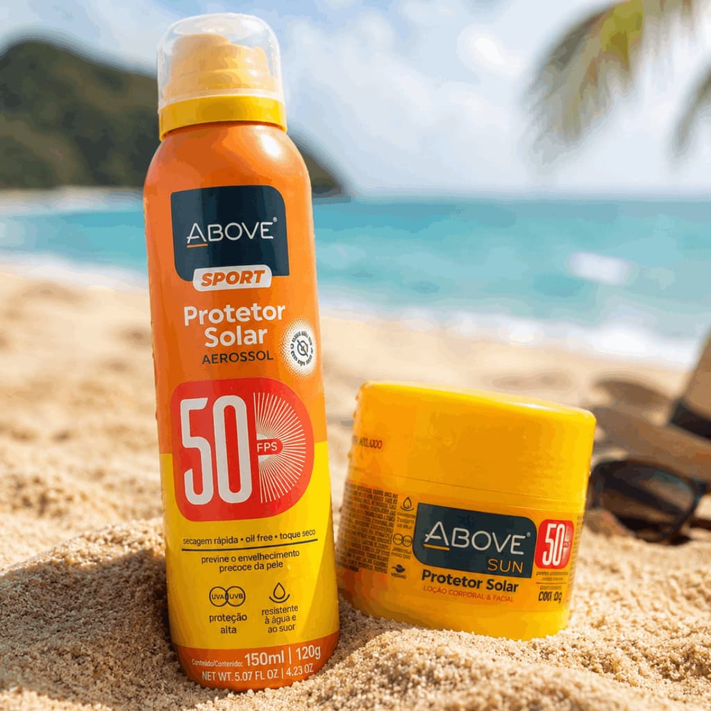 Kit Protetor Solar Above FPS 50 Aerosol 150ml + Creme 200g Rosto e Corpo
