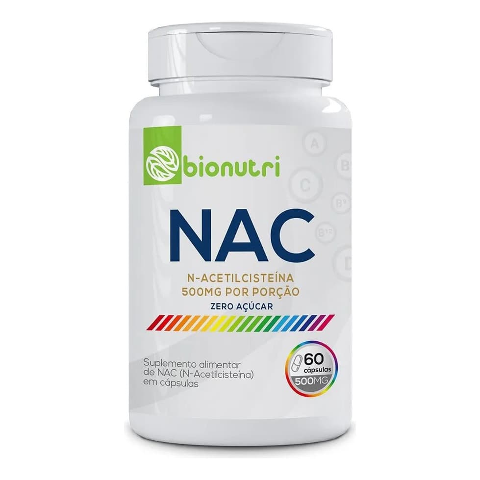 Nac N-acetilcisteína 60 Cápsulas 500mg Zero Açúcar - Bionutri