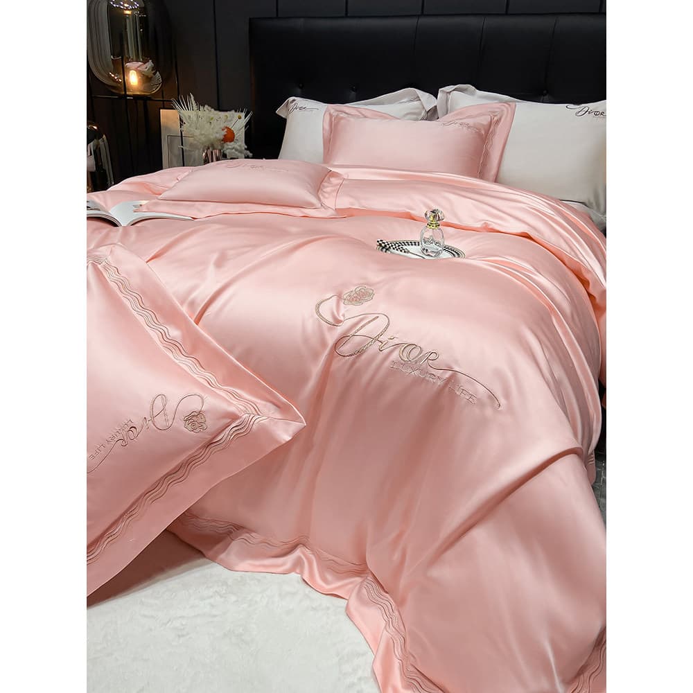 High-End luz luxo Tencel conjunto de quatro peças verão legal colcha capa sedoso nu dormir folha de cama de seda gelo co