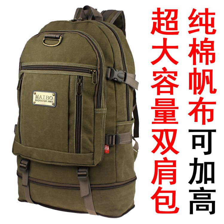 Lona de algodão puro aumentada Super grande capacidade mochila masculina trabalho viagem mochila passeio negócios viagem