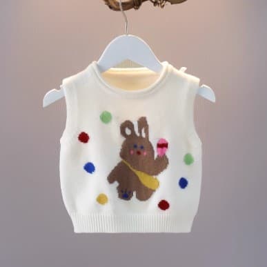 Meninas camisola colete 2024 primavera outono novo estilo em torno do pescoço colete de malha feminino bebê versão corea
