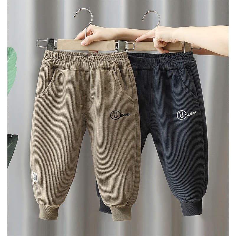Meninos calças de veludo de uma peça velo outono inverno roupas 2026 novo estilo crianças Casual papai calças velo-velo