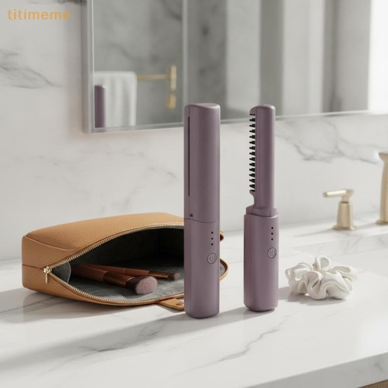 tr Mini Alisamento De Cabelo Portátil 2 Em 1 Ondulação Reta Anti Frizz Design De Dente Largo Para Cabelos Cacheados E Cr