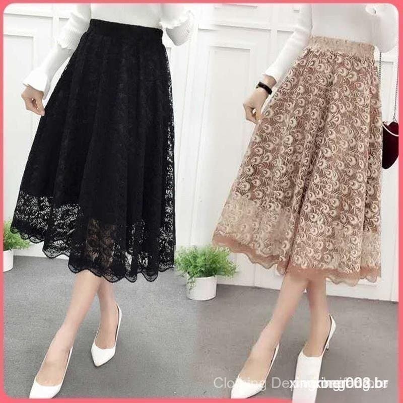 Saia Midi Elegante de Tule com Material Fofo e Forro Confortável para Adultos, Adequada para Primavera e Verão R8RI C CA