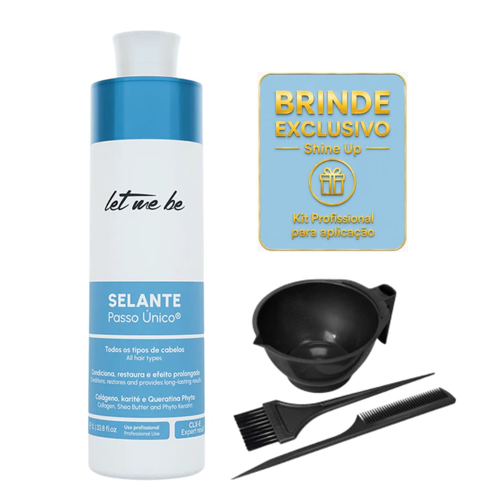 Selante Semi-Definitiva Sem Formol Passo Único  Brilho Intenso 1L - Kit Aplicação Let Me Be