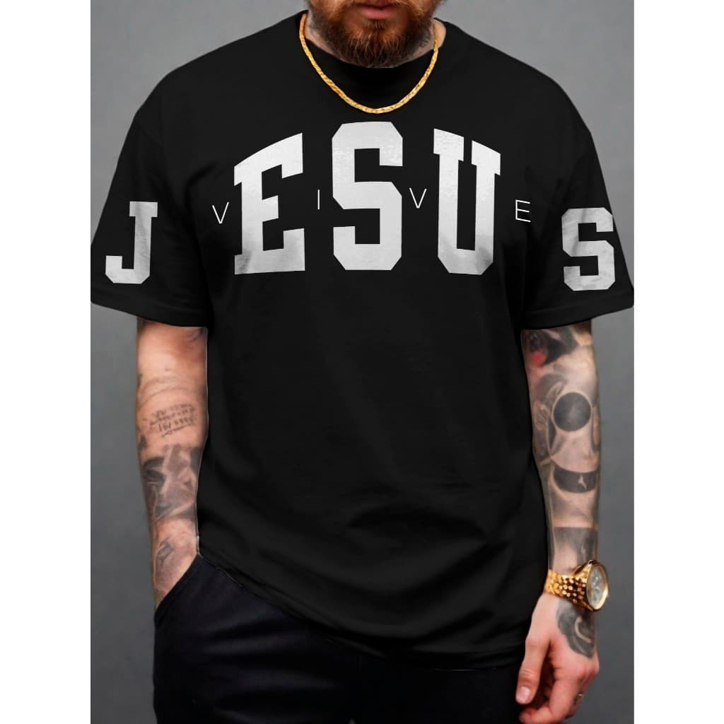 Camiseta Masculina Estampada Jesus Vive Camisa Cristâ Feminina 100% Algodão Premium