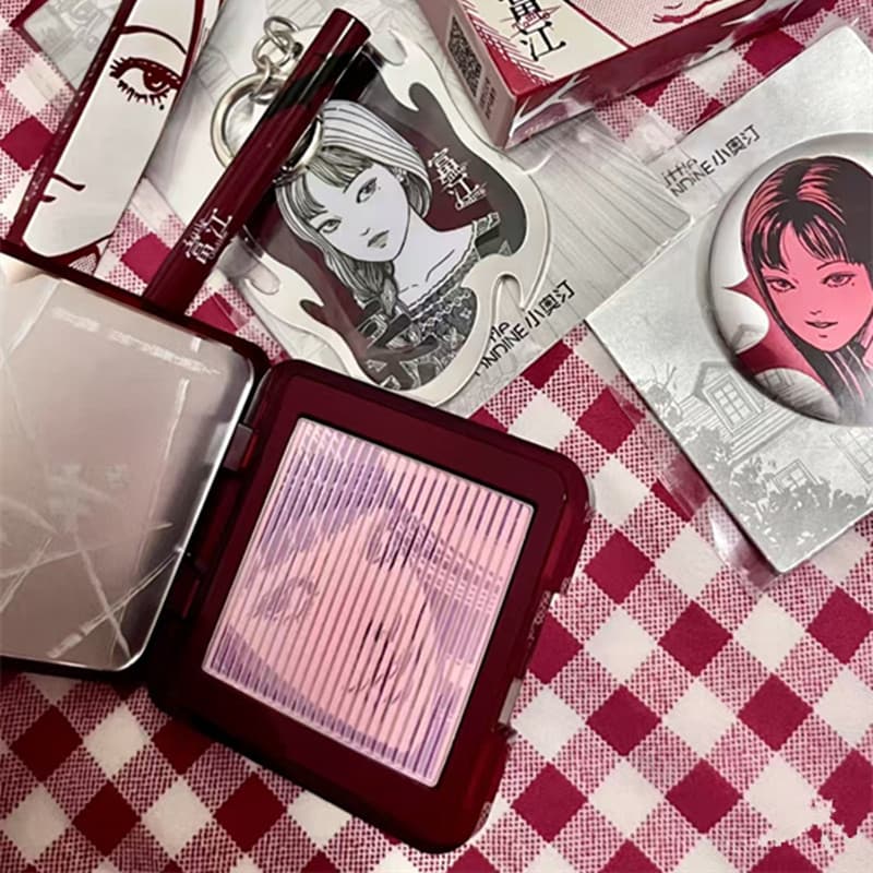 [Junji Ito Crazy Co-Branded] Little Auding Fujiang Tridimensional Sombra Flutuante Blush Reparação Facial de Longa Duraç