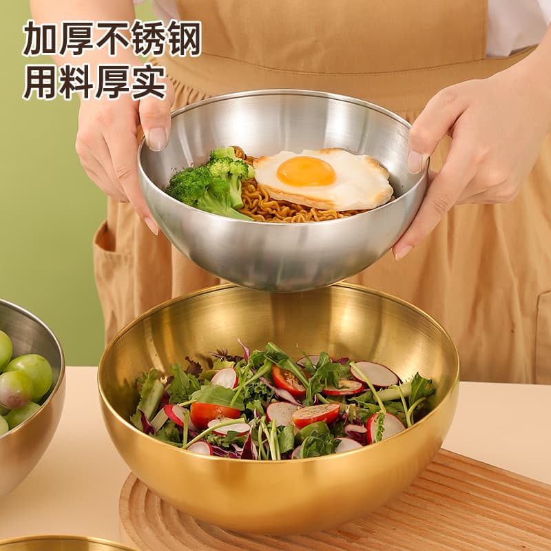 Bacia de aço inoxidável estilo coreano, tigela para salada, cozinha doméstica, batedor de ovos, grande bacia de frutas e