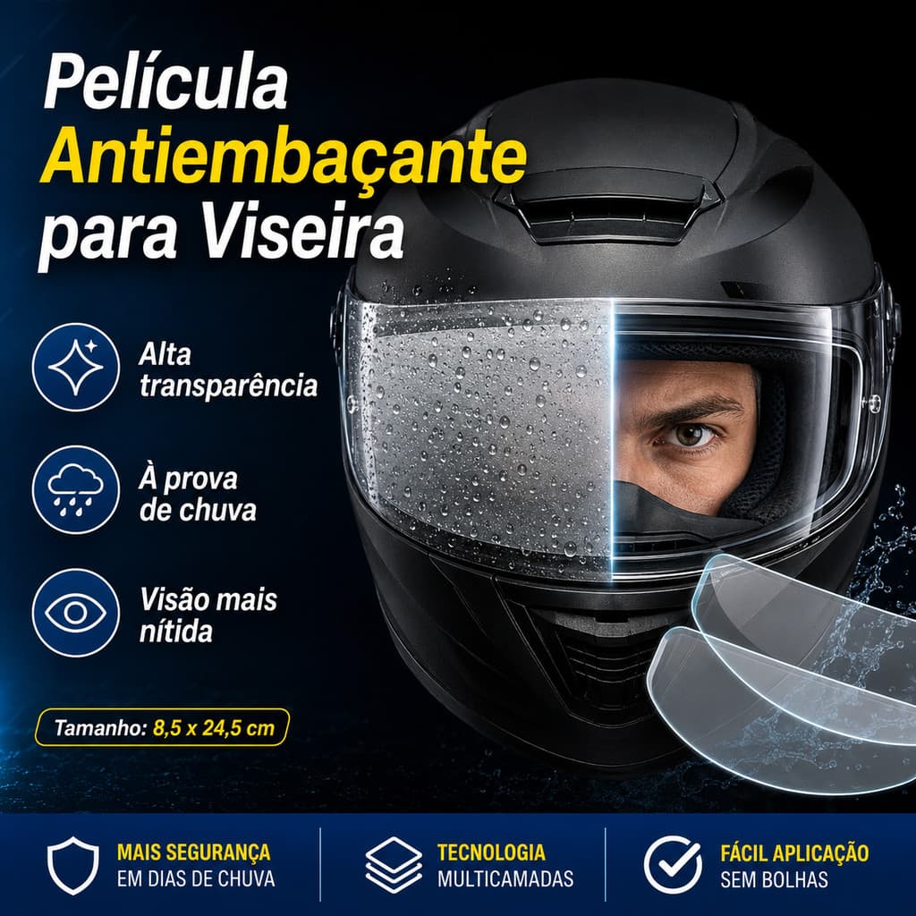 Filme De Viseira De Capacete Antiembaçante TPU Adesivo Protetor Transparente Para De Motocicleta À Prova De Chuva