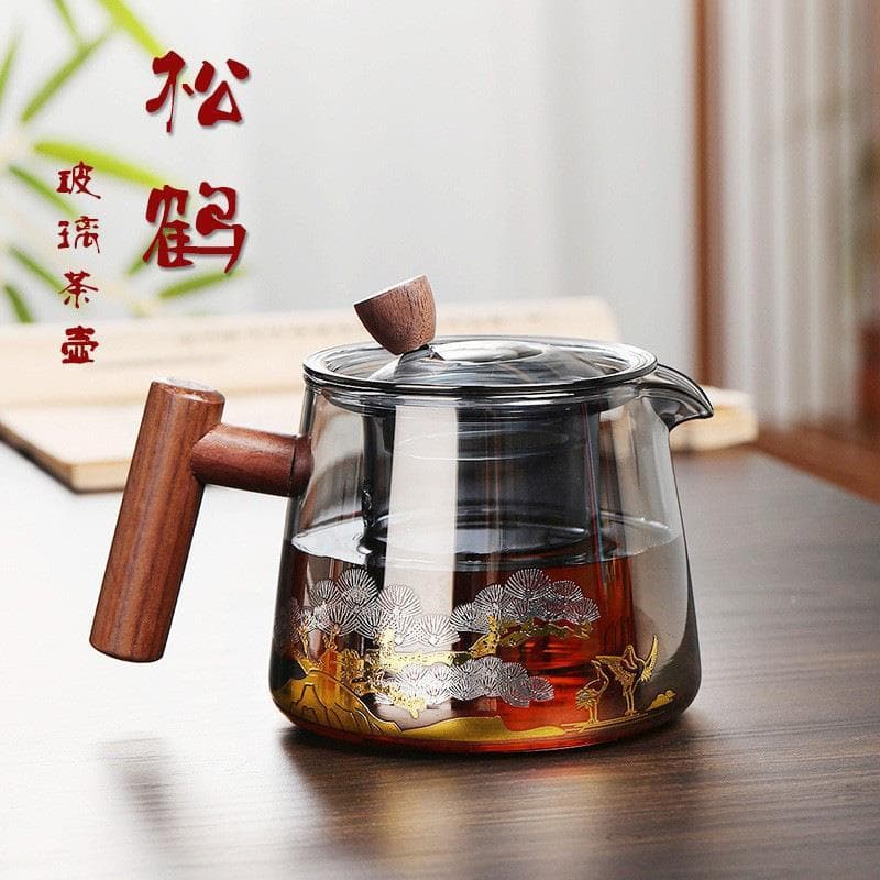Bule de vidro com alto teor de borosilicato, resistente à fumaça, bule de vidro, conjunto de bule, alto teor de borosili