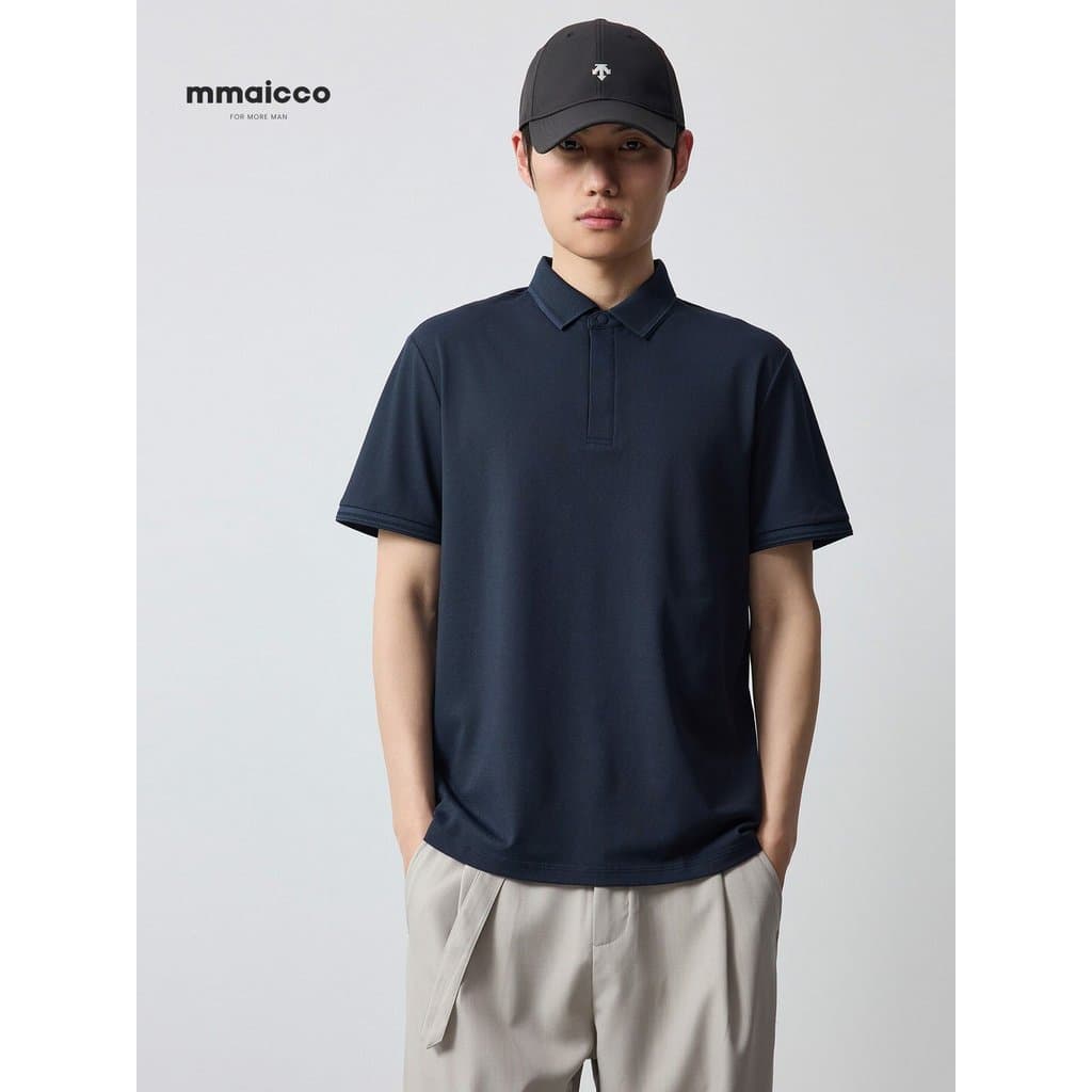 Momaike Roupas Masculinas Gao Zhi Commuter Cool Feeling Homens de Manga Curta 2026 Verão Novo Estilo Carcela Escura Cami