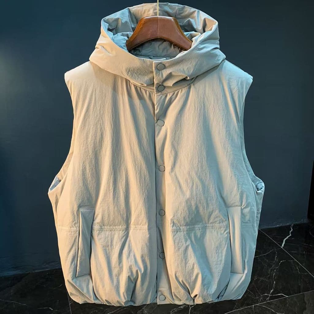 Outono inverno com capuz sem mangas algodão acolchoado jaqueta masculina na moda All-match algodão acolchoado jaqueta co