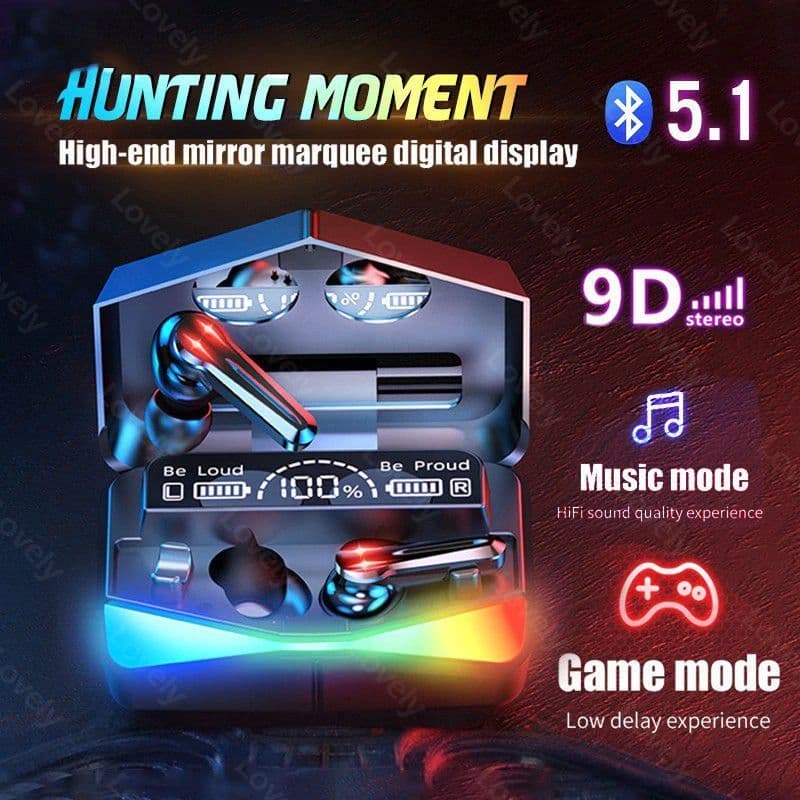 M28 Fones De Ouvido Sem Fio TWS Para Jogos Bluetooth 9D Estéreo LED Display Redução De Ruído À Prova D'água Com Microfon