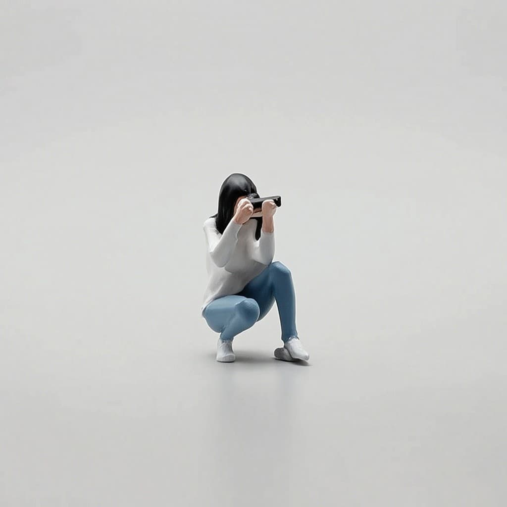Menina Em Miniatura Com Câmera Pintada Figura De Resina Estatuetas Minúsculos Modelos De Decoração Mini Para Construtore