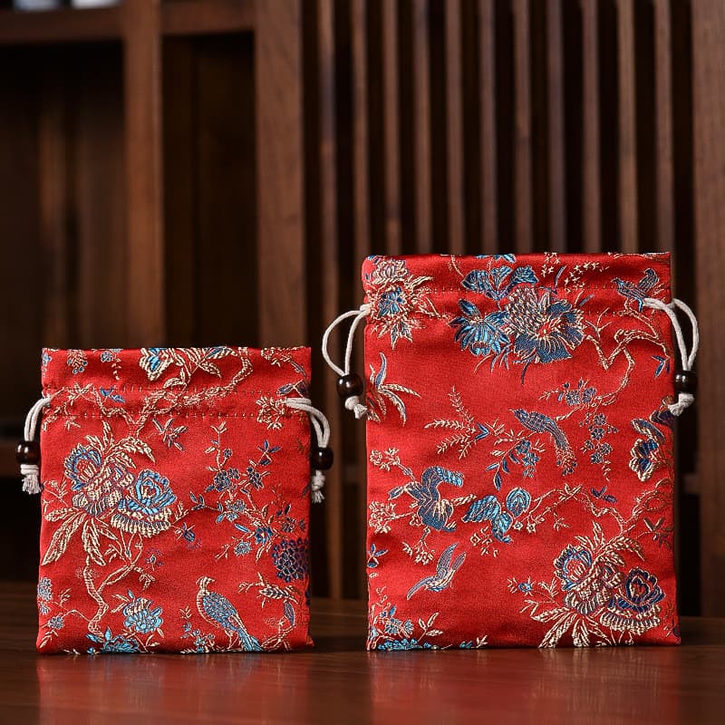 Bolsa de tecido para joias de estilo chinês, bolsa de brocado, bolsa grande para contas budistas, bolsa para armazenamen