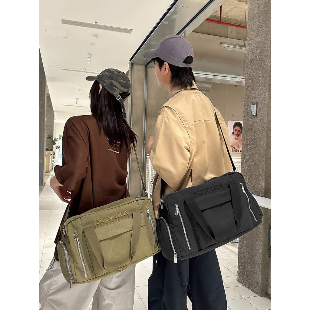 Bolsa de viagem de lona, bolsa de bagagem de grande capacidade, leve, esportiva, academia, curta distância, masculina, f