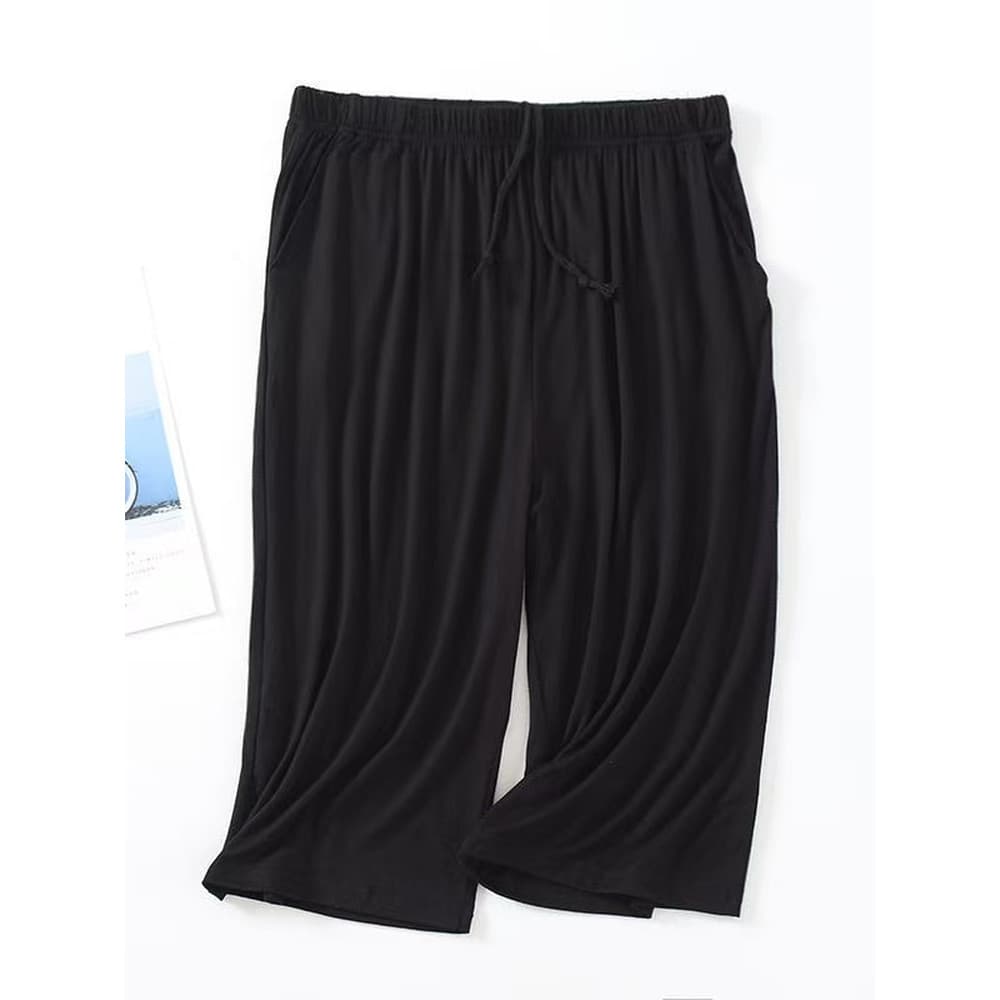 Calças cortadas masculinas modais de verão, calças de pijama para casa, uso externo, esportes casuais para abaixo dos jo
