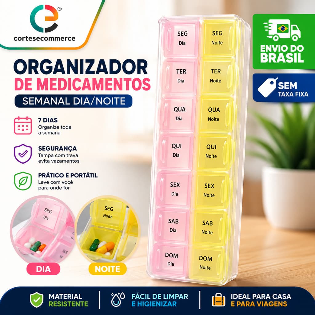 Porta Organizador De Comprimido 14 Dias Organizadora De Remédios