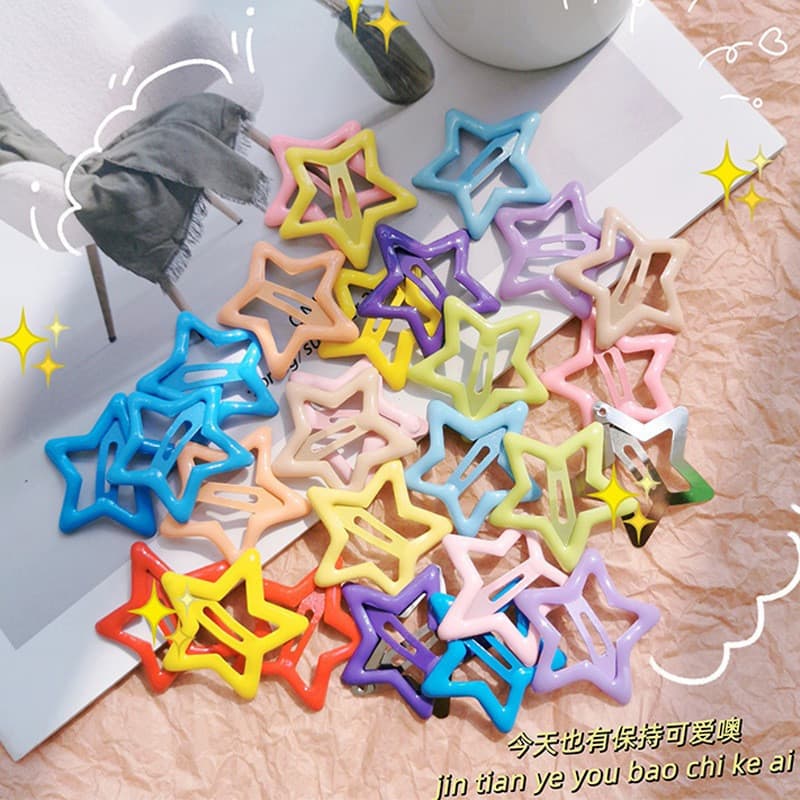 Conjunto de 20 presilhas de cabelo coloridas - estilo fofo de verão, adequado para franjas laterais de meninas.
