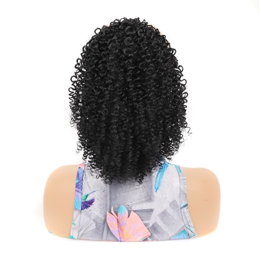 Peruca Curta Cacheada com Rabo de Cavalo, Trança Africana, Cabelo Orgânico, Estilo com Cordão, 35cm, 90g AUIB