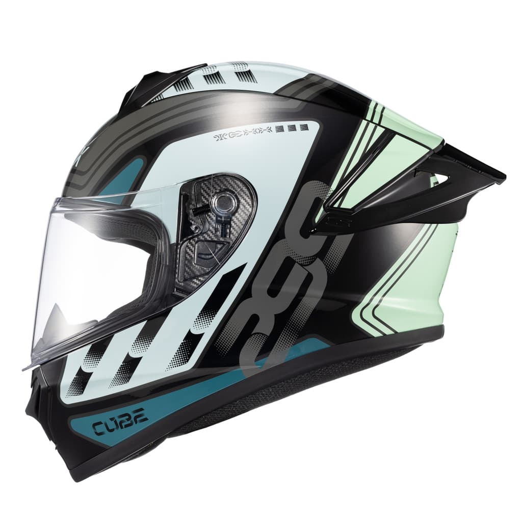 Capacete Texx Spike Cube Azul Verde Fechado Com Viseira Moto